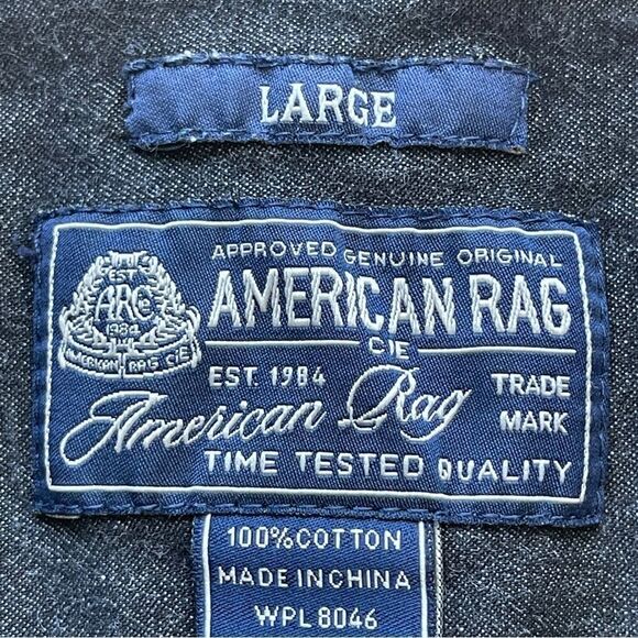 American Rag Snap Front Denim Shirts, Size Large - Picture 5 of 9